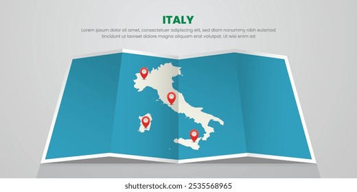 itália mapa viagem com pin tag localização design Ilustração