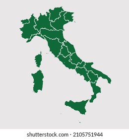 Italy map vector, Abstract design vector illustration Eps 10. Green color palette color. High Detailed on white background.