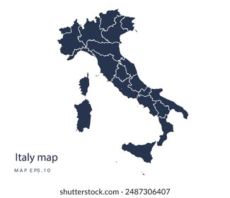 Italien map Vektorgrafik, Abstraktes Design Vektorillustration Eps 10. Marinefarbe. Hoch detailliert auf weißem Hintergrund.