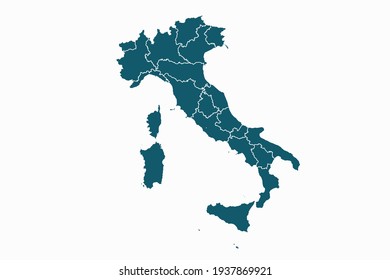 Italy map vector. blue color on white background.