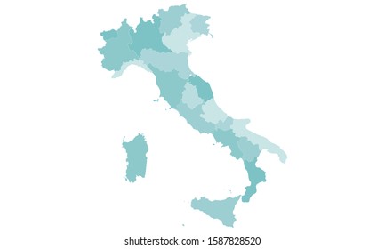 Italy map vector colorful with regions