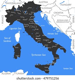 Italy map | Vector detailed color Italy map