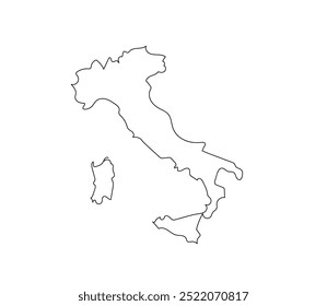 Italy map vector. High detailed vector outline,  administrative divisions, regions. All isolated on white background. Template for website, design, cover, infographics. Hand made vector not AI.