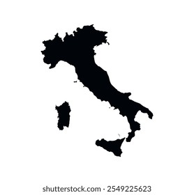 Italy Map vector icon. Map of Italy Black Silhouette.