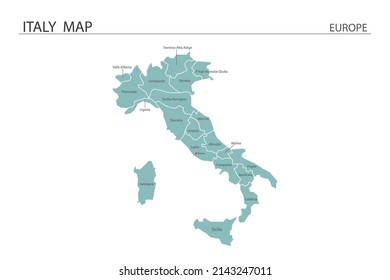 Italy map vector illustration on white background. Map have all province and mark the capital city of Italy. 