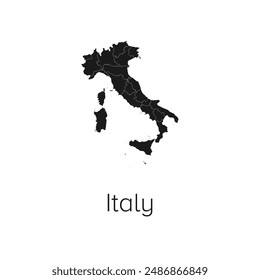 Italy Map Vector Illustration - Silhouette, Outline, Italy Travel and Tourism Map