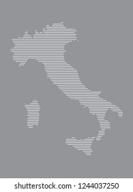 Italy map vector illustration using white straight lines on dark paper