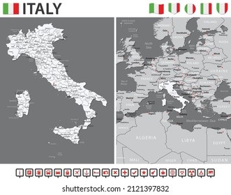 Italy Map - Vector Infographic Set. Vector illustration