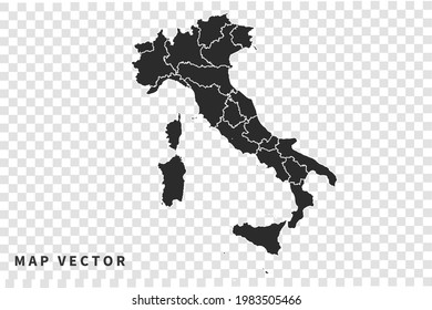 Italy map vector, isolated on transparent background