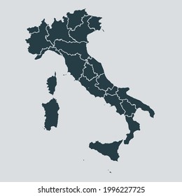 Italy map vector, isolated on gray background