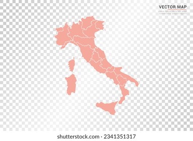 Italia mapea el color naranja vectorial sobre fondo transparente.