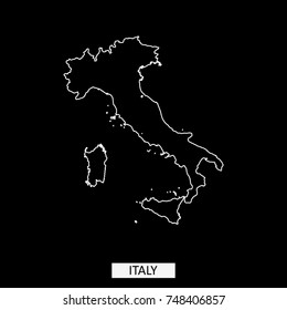 Italy map vector outline illustration in black background