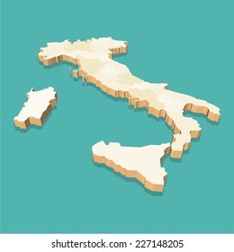 Italy Map Vector Three Dimensional 