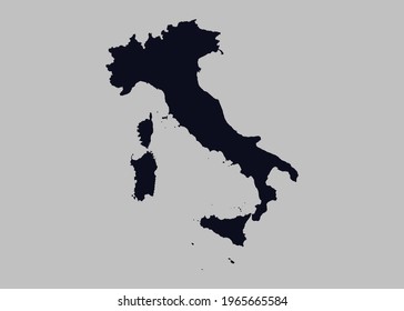 Italy map vector,Not isolated blue color on gray background