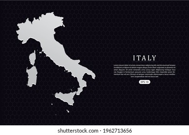Italy Map - World Map International vector template with White Color isolated on hexagon background - Vector illustration eps 10