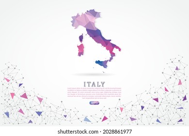 Italy map - World Map International vector template with polygon pink color gradient isolated on white background for education, website, banner, infographic - Vector illustration eps 10