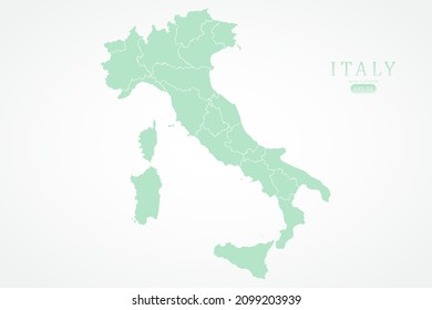 Italy Map - World Map International vector template with High detailed including green color and white outline isolated on white background - Vector illustration eps 10