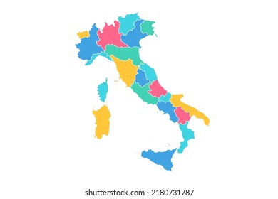 Italy Map - World Map International vector template with High detailed including blue, green, pink, and yellow outline color isolated on white background - Vector illustration eps 10