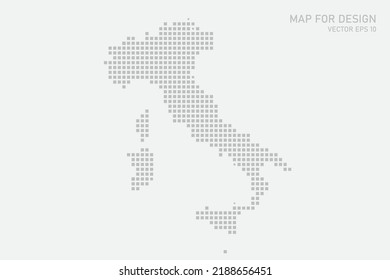 Mapa de Italia - Mapa mundial Modelo vectorial internacional con píxel gris, rejilla, grunge, estilo de medio tono aislado en fondo blanco para educación, infografía, diseño - Ilustración vectorial eps 10