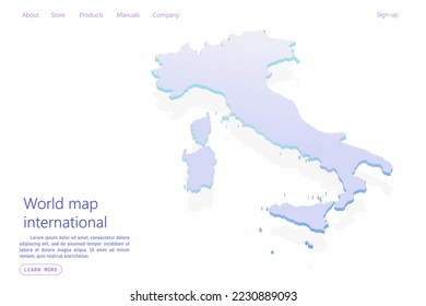 Italy Map - World map International vector template with isometric style including shadow, purple and blue color isolated on white background for design, website - Vector illustration eps 10