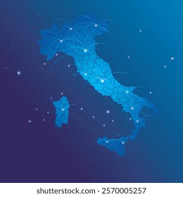 Italy map world internet network