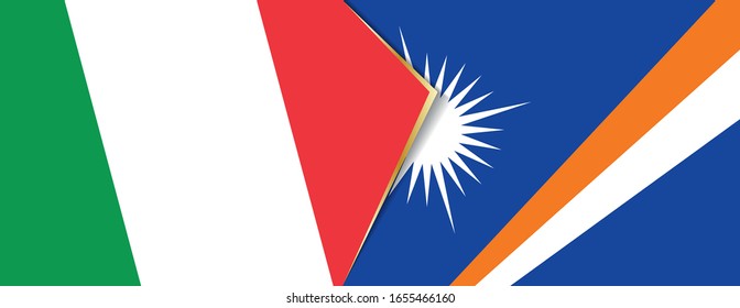 Italy and Marshall Islands flags, two vector flags symbol of relationship or confrontation.