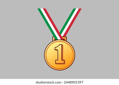 Medalla de Italia con bandera, bandera nacional de Italia, bandera italiana, Ilustración vectorial
