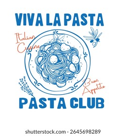 Itália Cartaz de comida de doodle estilo mediterrâneo, vetor desenhado à mão de massa, café de verão italiano ou restaurante arte vetorial para t shirt, menu, , Pasta amante clube cartaz interior.