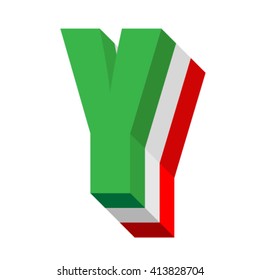 Italy Mexico flag font, letter Y, vector