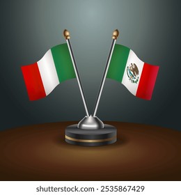 Italy and Mexico table flags relation  with gradient backgrund. Vector Illustration