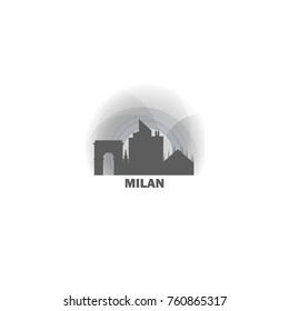Italy Milan black white sunrise sunset city panorama landscape horizon buildings skyline flat icon logo