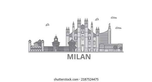 Italy, Milan City city skyline isolated vector illustration, icons