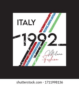 Italy Milano fashion slogan graphic vector print lettering for t shirt print design