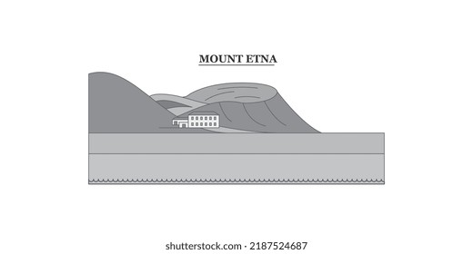 Italy, Mount Etna city skyline isolated vector illustration, icons