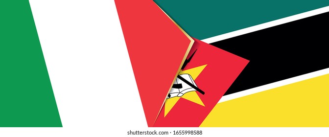 Italy and Mozambique flags, two vector flags symbol of relationship or confrontation.