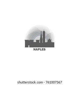 Italy Naples black white sunrise sunset city panorama landscape horizon buildings skyline flat icon logo