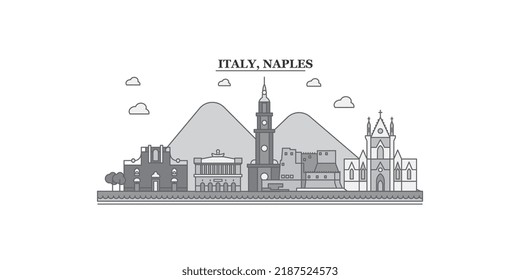 Italy, Naples city skyline isolated vector illustration, icons