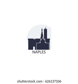 Italy Naples modern city landscape skyline panorama vector logo flat vector icon