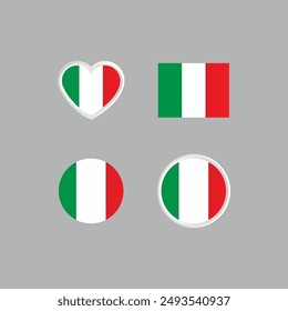 Italy nation flag collection emblem design vector
