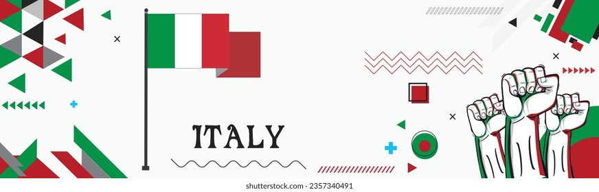 ITALY national day banner Abstract celebration geometric decoration design graphic art web background, flag vector illustration