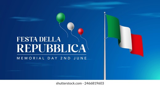 Italy national day banner design. Italy flag. Memorial day background. Vector Illustration. Celebrate National Day Banner. Template