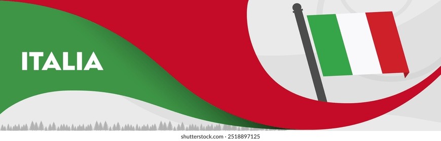 Italy national day banner design. Italian flag background. Abstract geometric retro shapes. Italia Vector illustration.