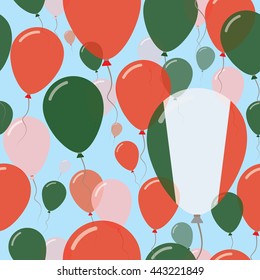 Italy National Day Flat Seamless Pattern. Flying Celebration Balloons in Colors of Italian Flag. Italy Patriotic Background with Celebration Balloons.