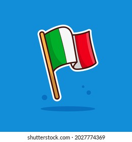 Italy National Flag Cartoon Vector Illustration. Good Used for Sticker, Logo, Icon, Clipart, Etc - EPS 10 Vector