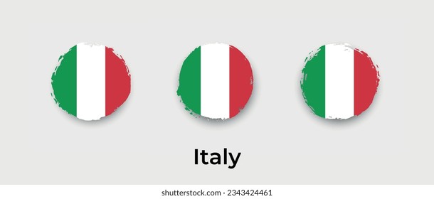 Italy national flag grunge circle round shape bubble vector icon illustration