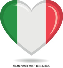 Italy national flag in heart shape vector illustration