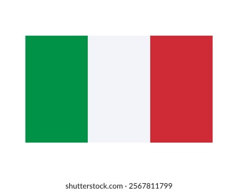 Italy national flag isolated on white. Official colors, simple flat design. Vector clipart element for Italian events and news illustration, travel or politics banner.