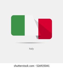 Italy national flag on a white background with shadow. vector illustration