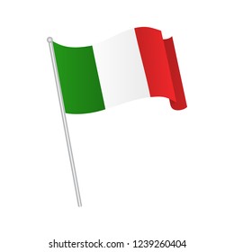 Italy National Flag With Pole