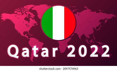 Italy national football team .2022 football competition vector design. Not official logo qatar 2022. .Football Tournament, Football Cup, Background Design Template, Vector Illustration, 2022